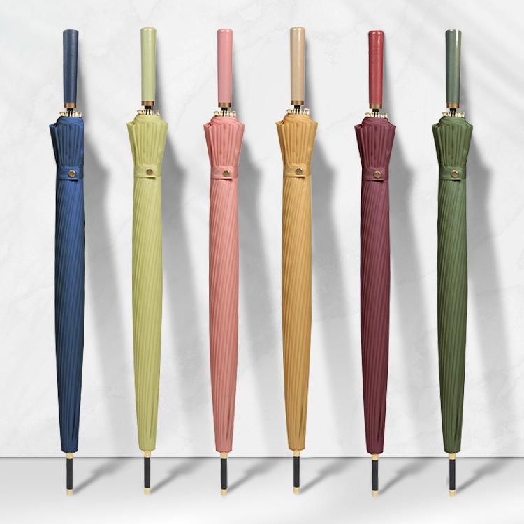 Leather Handle Straight Umbrella